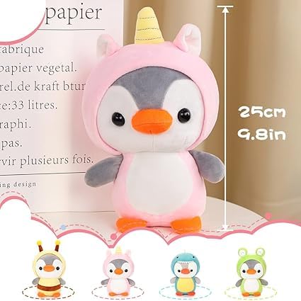 Cute Duck/Penguin Stuffed Animal in Costume Adorable Plushies Wearing Outfit Plush Toys Great for Kids and Lovers Stuffed Penguin Animals 10 Inch (Unicorn)