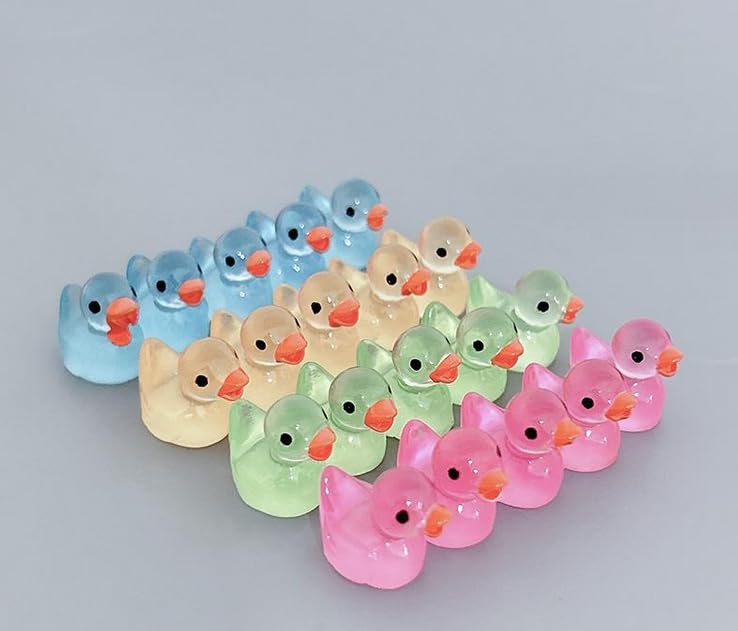 100pcs Mini Resin Duck,15 mm Dollhouse D  cor Glow in The Dark for Aquarium Decor Micro Fairy Garden Landscape Hide,Seek Party T
