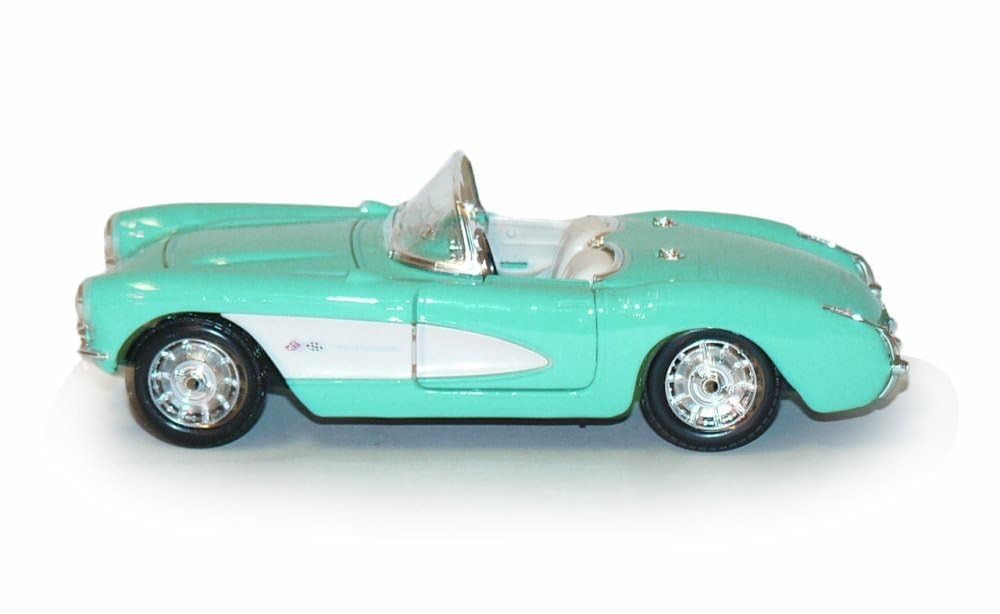Maisto 1/24 Scale Diecast Model Toy Car - 1957 Chevy Corvette Convertible, Turquoise Special Edition, Model 31275