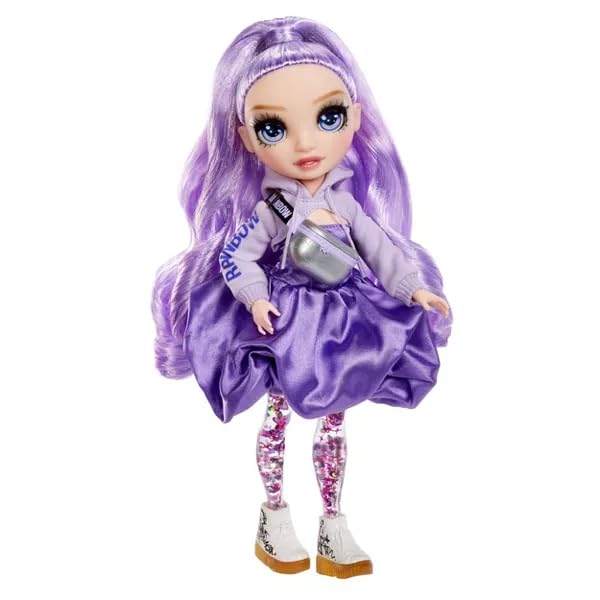 Rainbow High Sparkle and Shine Viola Doll 28 cm, Purple, Plastic, Model 427810-INT, Liquid Glitter Effect for Kids 4-12 Years Old