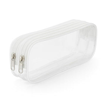 2 Compartment Clear Pencil Pouch For School, Transparent Storage Case, Make Up Organizer,Multipurpose Travel Accessories, Medici
