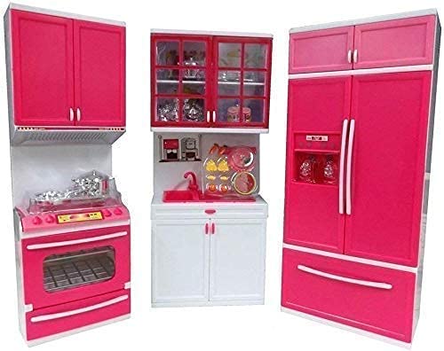 Honestum Plastic Kids New Game Modular Kitchen Set Toys for Girls with Openable Doors Playing for Kids Best Kitchen Set Toys for