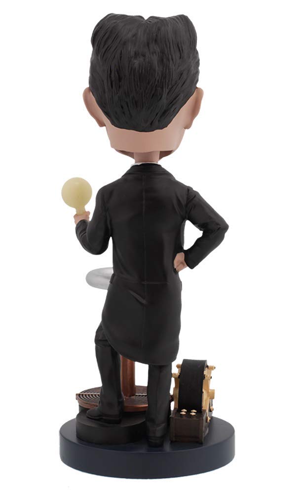 Royal Bobbles Nikola Tesla Bobblehead - 8" Silver Premium Polyresin Figure, Exquisite Detail, Model RB1083, Unique Serial Number