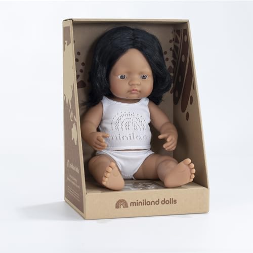 Miniland Doll 15'' Hispanic Girl (Box) - Made In Spain, Anatomically Correct, Quality, Inclusion