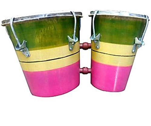 Sharma Musical Store Wooden Bongo Drum (Multicolor)