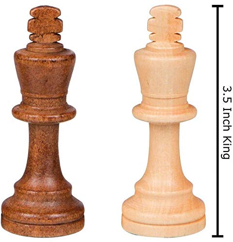 Nisotieb 2 In 1 Chess Pieces Wood Chess Pieces + Checker Pieces Without Board (3.5 Inches)