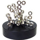 SanAndCo Magnetic Desktop Sculpture - Stacking Nuts - Small Silver Metal in Burlap Bag - Model 43234-228