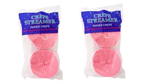 DENNECREPE Pink Crepe Paper Streamers 2 Rolls 145 ft Total - Made in USA!