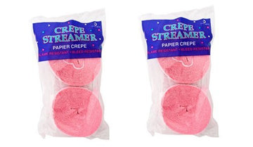 DENNECREPE Pink Crepe Paper Streamers 2 Rolls 145 ft Total - Made in USA!