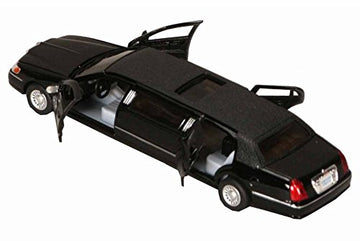 Kinsmart 1/38 Scale Diecast 1999 Lincoln Town Car Stretch Limousine In Color Black
