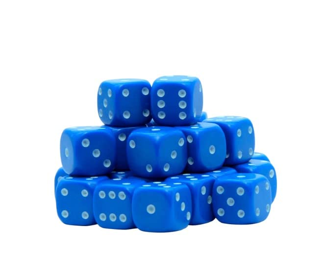 30x Dice Pack | 10mm Classic Blue Spot Dice Set | For Classic and Professional Tabletop Dice Games | By Warlord Games