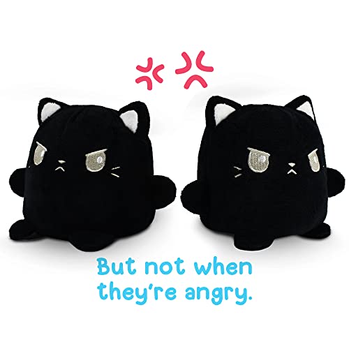 TeeTurtle - Plushmates - Magnetic Reversible Plushies that hold hands when happy - Black Cat - Huggable and Soft Sensory Fidget