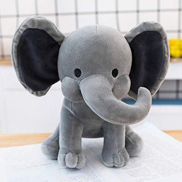 Boqopod Stuffed Elephant Animal Plush Toys 9 Inch (Gray)