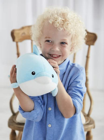 Ganz H14353 Squishy Squad Dolphin Plush Figure, Blue And White, 10-Inch Length