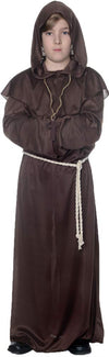 Child Monk Robe Costume, Brown - Medium - Size 6-8