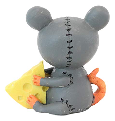 Ebros Gift Small Furry Bones Muenster Mouse Rat Mice With Giant Cheese Skeleton Monster Figurine 3' Tall Collectible Furrybones Skulls Skeletons In Halloween Costume Miniature Macabre Ossuary Statue