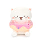 Aixini Cute Plush Donut Cat Stuffed Animal, Super Soft Kawaii Cat Kitten Plushies For Kids 10Inch (White,B)