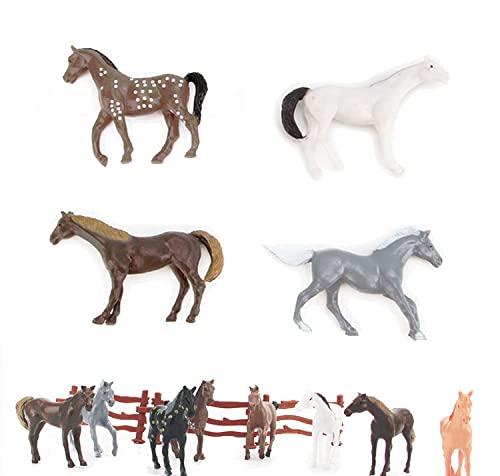 Smilersmile Animal Assorted Mini Plastic Figures Toy Set, Educational Party Cake Topper, Goody Bag Filler (8Pcs Horse)
