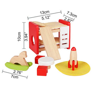 Hape Wooden Doll House Furniture Children'S Room With Accessories| 1:12 Scales Miniature Dollhouse Furniture