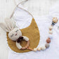 Natural Crochet Teether Toy Rattle For Baby Forest Friends Handmade Amigurumi Crochet Bunny Deer Fox On Natural Wooden Teething Ring Rattle Natural Baby Toys (Organic Bunny)