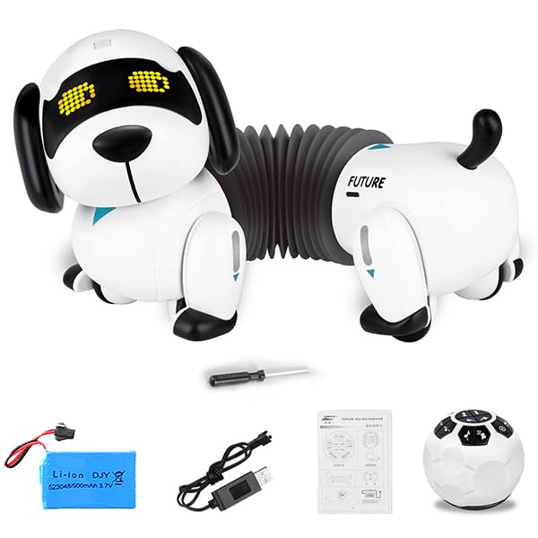 Dollox Robot Dog Remote Control Dachshund Puppy, Rc Robotic Interactive Intelligent Walking Dancing Doggy Programmable Electroni