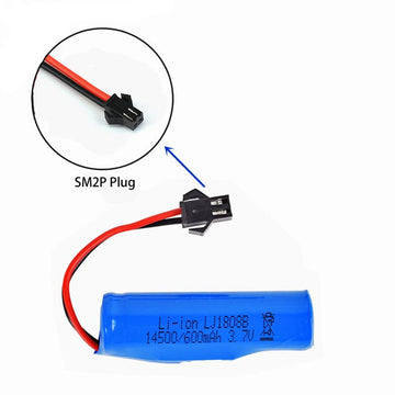 2 Pack 3.7V 600mAh Li-ion Rechargeable Battery 1450cell with USB Charger Cable for Double Sided Rotating Tumbling Amphibious RC