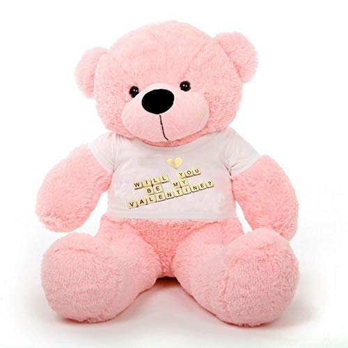 Click4Deal Big Teddy Bear 3 Feet Long Wearing A Be My Valentine T-Shirt ( Bear 91 Cm ) (Pink)