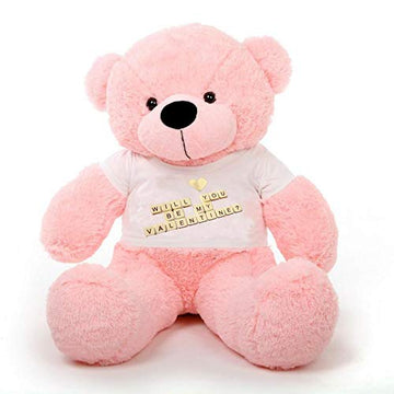 Click4Deal Big Teddy Bear 3 Feet Long Wearing A Be My Valentine T-Shirt ( Bear 91 Cm ) (Pink)