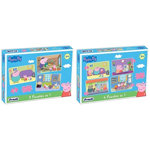 Frank Peppa Pig 3 Puzzles in 126 Pieces & Frank Peppa Pig  4 in 1 Puzzle (9, 12, 18, 24)