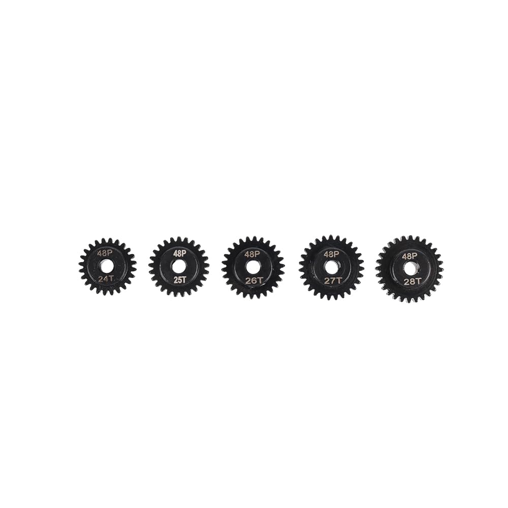 JIECHUN Metal Steel 48P Pinion Gear 24T 25T 26T 27T 28T 3.175mm Shaft Motor Gears Set with Hex Key for 1/10 RC Brushless Brush M
