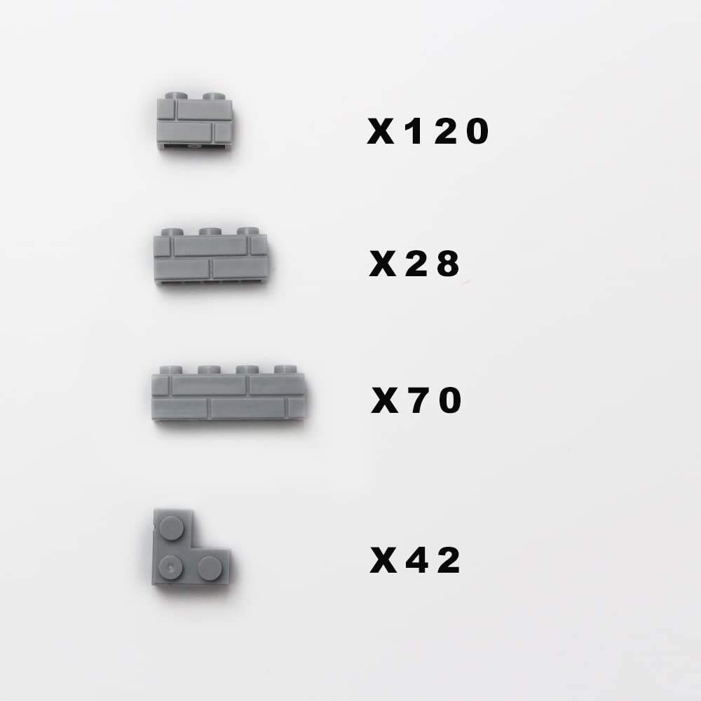 Feleph 260 Pieces Masonry Profile Bricks Set Building Blocks For Wall Parts And Pieces Diverse Bulk Toy Kit Compatible With Major Brands (Gray)