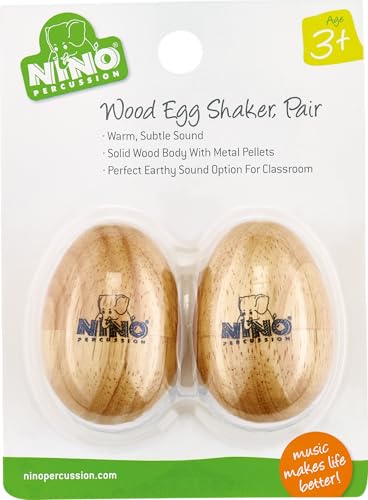 Nino Percussion Nino562-2 Natural Wood Egg Shaker Pair, Small