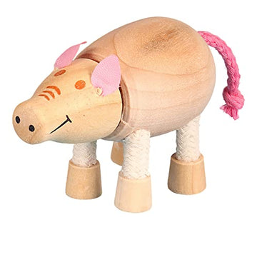 Bendable Wooden Animal Figurines - Smooth Natural Wood Zoo Farm Jungle Safari Animals Figures, Preschool Learning & Education To