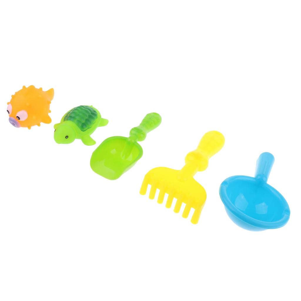 ZOOMELLA Kids Beach Sand Toy Tool Set (5pcs/set  Sand Tools Shovel Rake and More)|Bathing Accessories|Baby