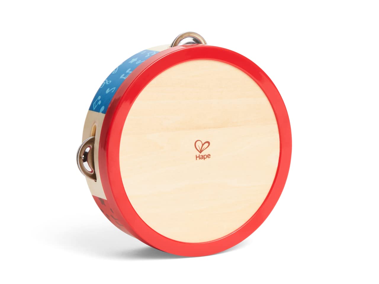 Hape Tap-Along Tambourine | Wooden Tambourine Drum For Kids, Musical Instrument For Children 12 Months And Up Multicolor, L: 6.5