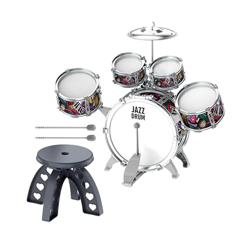 Velura Kids Jazz Drum Set Includes Tom, Cymbal, Drumstick, Stool For Boys Girls|Package Includes 5 Tom Drum, 1 Cymbal, 2 Drumsti