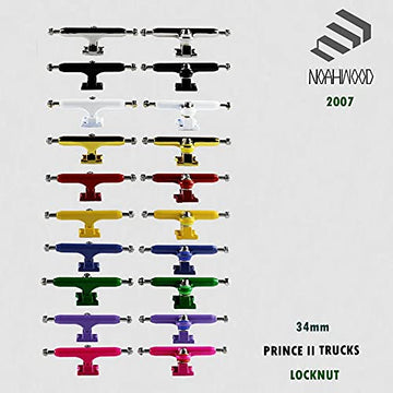 Noahwood Fingerboards Parts Professional Prince Ii Trucks (34Mm) + Update Self-Locking Nuts (Yellow)
