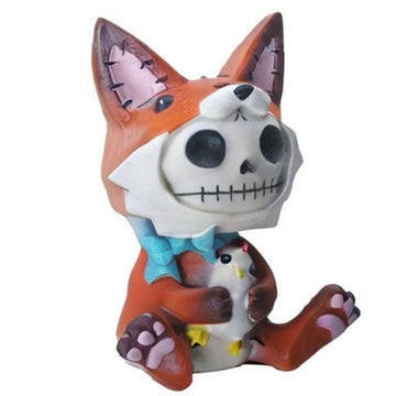 Furrybones Fen Signature Skeleton in Fox Costume Holding a Chicken