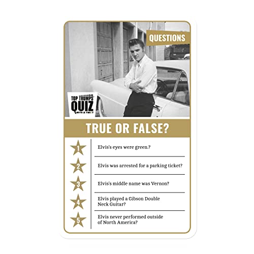 Top Trumps Elvis Presley Quiz Game - Fun Family Trivia for Ages 6+ - Plastic - Model WM00443-EN2-6