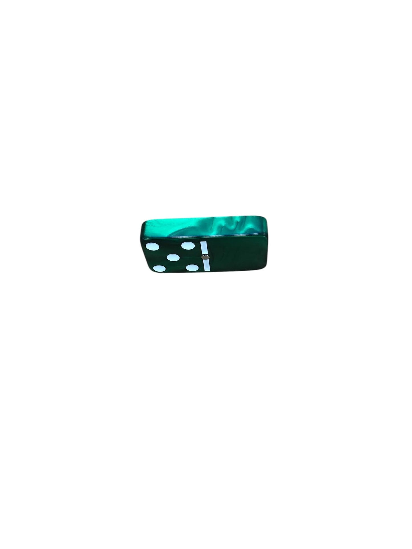 Domino Double 6 Green Marbleized Tiles With Spinners, Jumbo Tournament Size In Black Elegant Velvet Bag