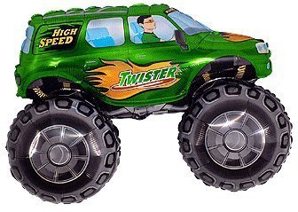 27 GREEN big wheel TRUCK foil BALLOON part MONSTER size FAVORS jam on by FM