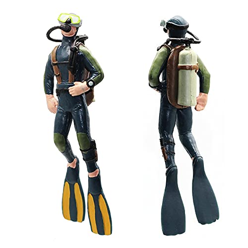 Hiawbon People Models Underwater Swimmers Action Figures Realistic Divers Figurines Plastic Speed Boat Model,Set Of 6