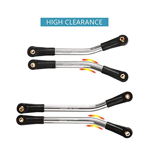 INJORA High Clearance 4 Links Set Stainless Steel Links Set for SCX24 C10 JLU Bronco Base Camp Axial 1/24 RC Crawler Car Upgrade