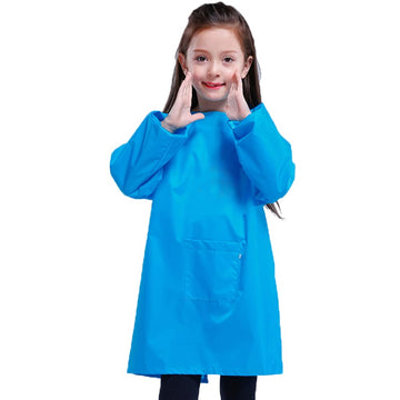 Huahui Kids Art Smock Waterproof Painting Apron for Preschool Boys Eating Kindergartner, Blue