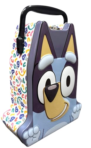 Bluey Head Shaped Tin Carry All - Hinged, Lid, Handle, 1 Count, Blue