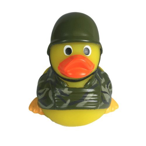 DUCKY CITY 3 Soldier Rubber Duck [Sealed Hole  Floats Upright] - Baby Safe Bathtub Bathing Toy