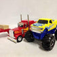 New-Ray New 1:32 Newray Truck & Trailer Collection - Red Peterbilt Model 379 Lowboy With Monster Truck Diecast Model Toys