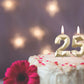2 inch Gold 25 & 52 Birthday Candles, 3D Diamond Number 25th & 52nd Cake Topper for Men Women Birthday Party Decorations Theme P