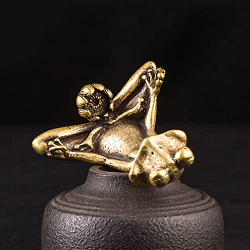 Acxico 1Pcs Solid Brass Frog Figurine Small Frog Statue House Ornament Animal Figurines