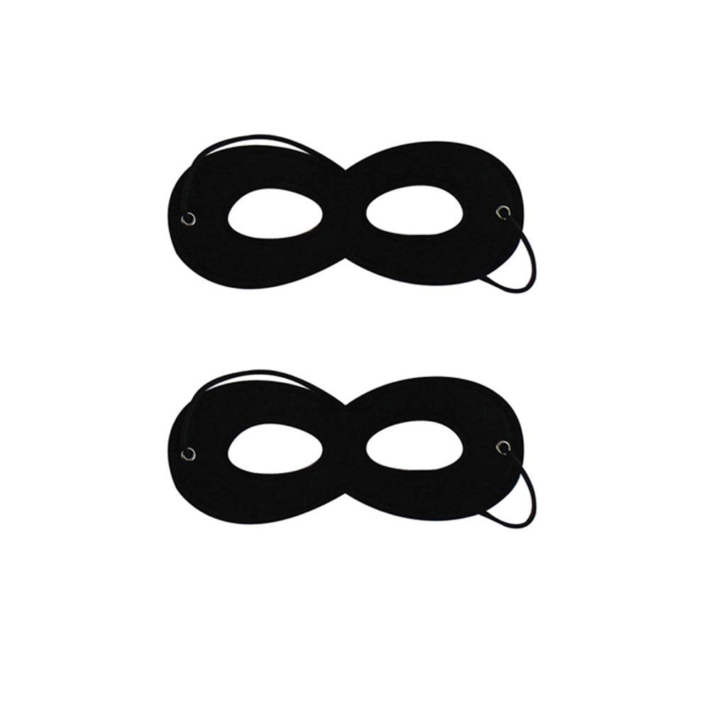 LOVINSHOW 2pcs Black Superhero Felt Eye Masks Halloween Dress Up Masks Cosplay Half Masks with Elastic Rope (2)